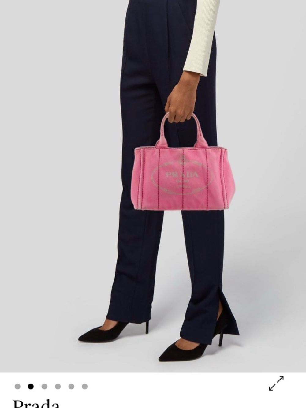 Prada Pink Canvas Tote with Logo Print - Picture 2 of 7